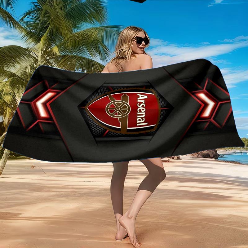 Arsenal Football Club Crest Printed Microfiber Beach Towel, Soft And Absorbent, Quick-Dry, Ideal for Summer Travel, Beach Essential, Swimming Pool