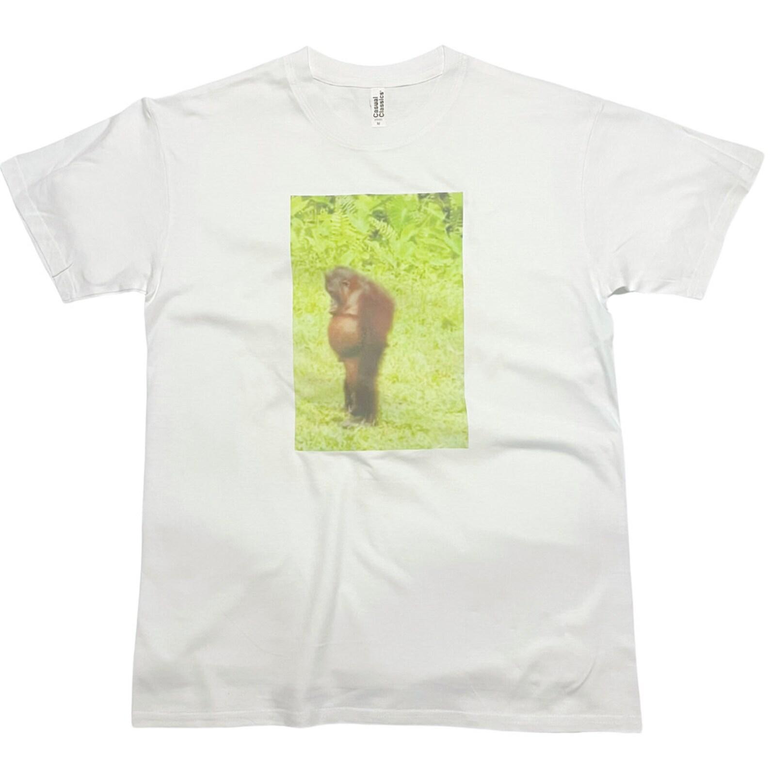 Monkey Orangutang Thinking T-Shirt Funny Monkey Meme Print M
