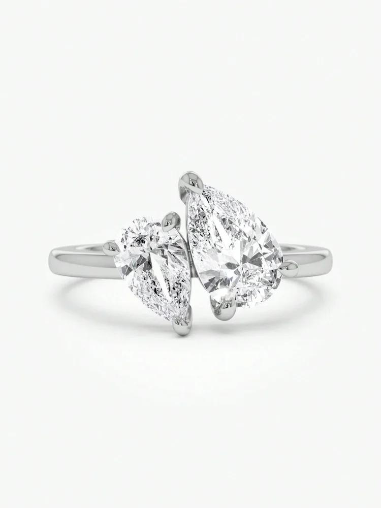 925 Silver Sparkling Water Drop Interweaving Dazzling Clear Pear Finger Rings For Women Gift Wedding Fine Jewelry