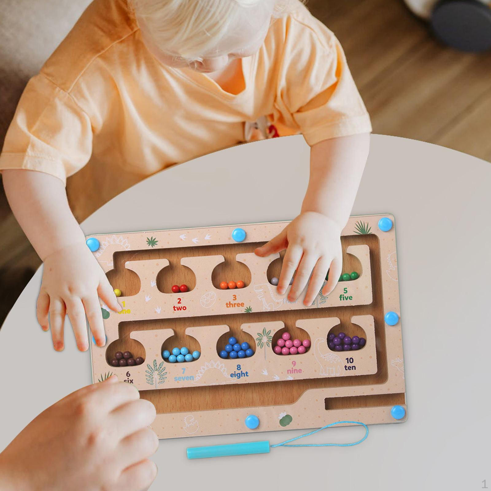 

Magnetic Color and Number Maze Montessori Wooden Matching Learning Toy shape dinosaur