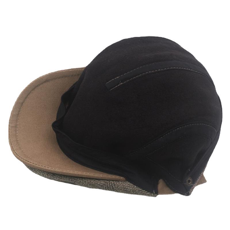 Men's Warm Fleece-Lined Striped Duckbill Beret - British Style Autumn/Winter Newsboy Cap