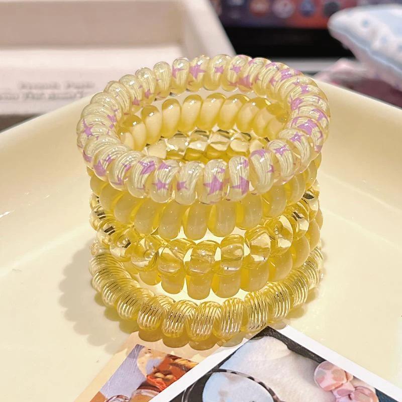 4Pcs Womens Spiral Hair Ties Telephone Wire Cord Elastic Hair Bands Accessories For Daily Travel Party Use