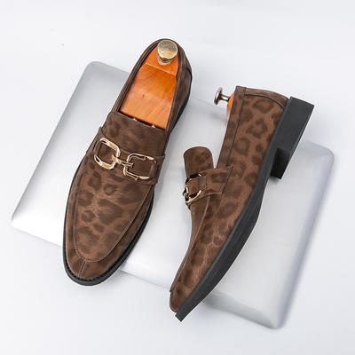 Pokrowiec na stopę męski duży rozmiar szpiczaste skórzane buty styl brytyjski buty wizytowe biznesowo-casualowe mokasyny w panterkę buty męskie