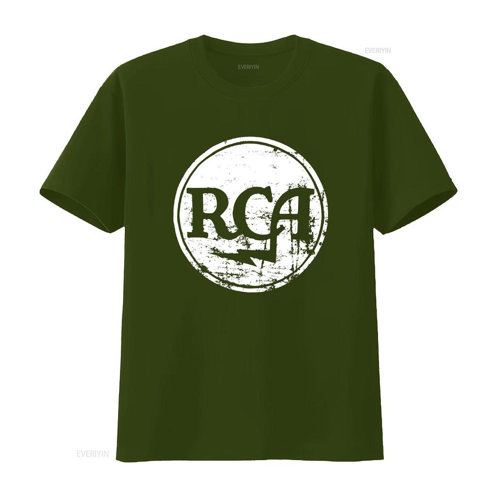 RCA Logo Unisexs T Shirt vintage Washed streetwear fashion homme designer clothes Versatile graphic Unisex Breathable Casual