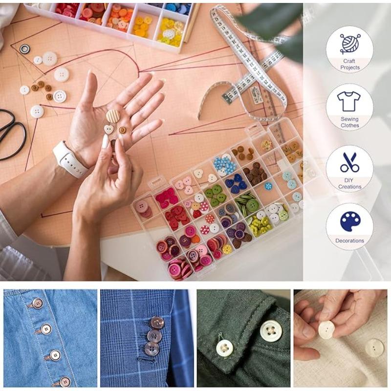 100pcs Wooden Sewing Button 4 Holes Wood Round Craft Replacement Buttons for Clothing DIY Crafts Decoration, Natural Wood