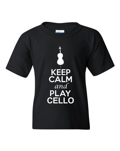 City Shirts Keep Calm And Play Cello Music Lover DT Youth Kids T-Shirt Tee Unisex T-Shirt S