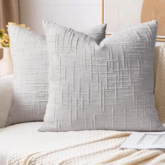 Textured Pillow Cover 18" x 18" Solid Color Throw Pillow Cover Decorative Pillow Case with Hidden Zipper for Couch Sofa Car Travel