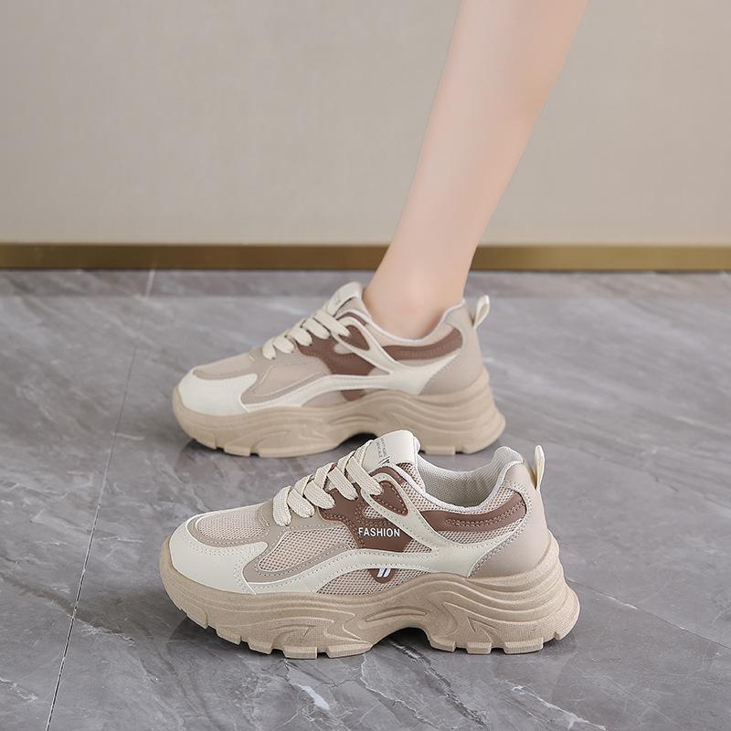 Dad Shoes for Women's New Autumn Korean Versatile Women's Shoes Thick Sole Height-enhancing Breathable Sports Mesh Shoes