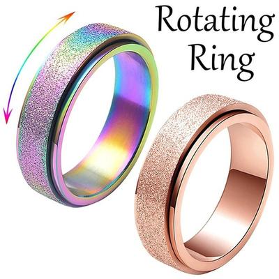 Edelstahl Fidget Spinner Ringe Samen Für Frauen Herren Sandgestrahltes Finish Glücks Sorgenring Gegen Angstzustände Drehbarer Ring ARI