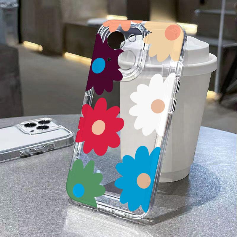 Color Flowers Phone Case for iPhone 17 Air 16 15 14 13 12 11 Pro Max Plus Mini Xs X 8 7 Soft Transparent Cover Fundas Accessory