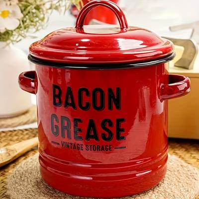 Vintage Large Capacity Oil POTS - Enamel Grease Containers with Lids for Country Kitchen Decor - Decorative Cooking Oil Storage Tanks for Home Use