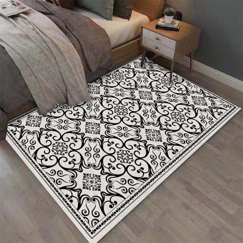 Tappeti Moderni Bianco e Nero con Motivi Floreali Geometrici Tappeti Contemporanei per Soggiorno Decorazioni per Interni Casa