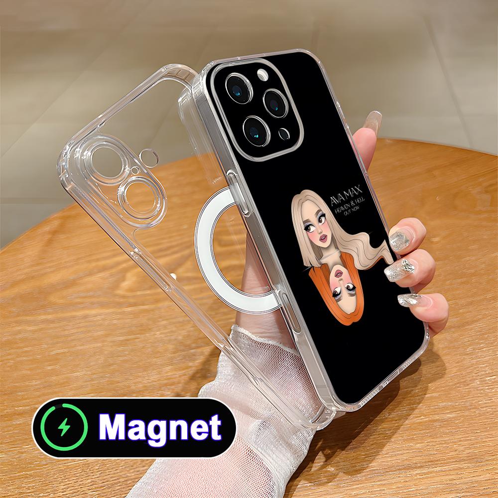Fashion Ava Max Clear TPU Magsafe Mobile Phone Case for iPhone 17 16 15 14 13 12 11 Air Pro Max Plus Mini Colorful Cover