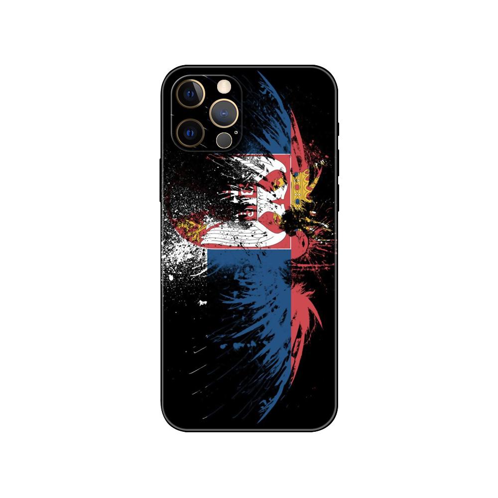 Serbia Flag Phone Case for Iphone 14 Se 6 6s 7 8 Plus X 10 XR XS 11 12 13 Mini Pro MAX Black Tpu Back Cover