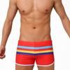 Men's Sports Split Colored Striped Boxer Shorts Swimming Beach Shorts Swimming Trunks