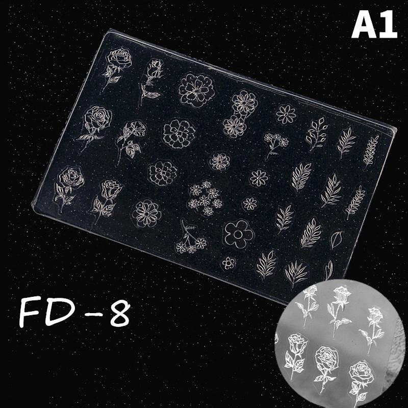 Mucegai Silicon Unghii Relief Fluture Floare Stil Francez Decorațiuni Unghii Unghii Bricolaj Design Placă Ștanțare Consumabile Artă Unghiilor