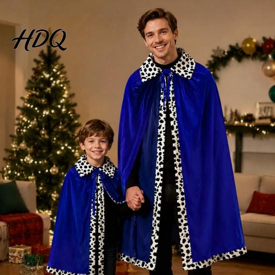 Role Play Costume for Adults Kids King Robe Adults Velvet Queen Royal Cosplay Cape Medieval Halloween Cloak Viking Prince Dress Up Accessory