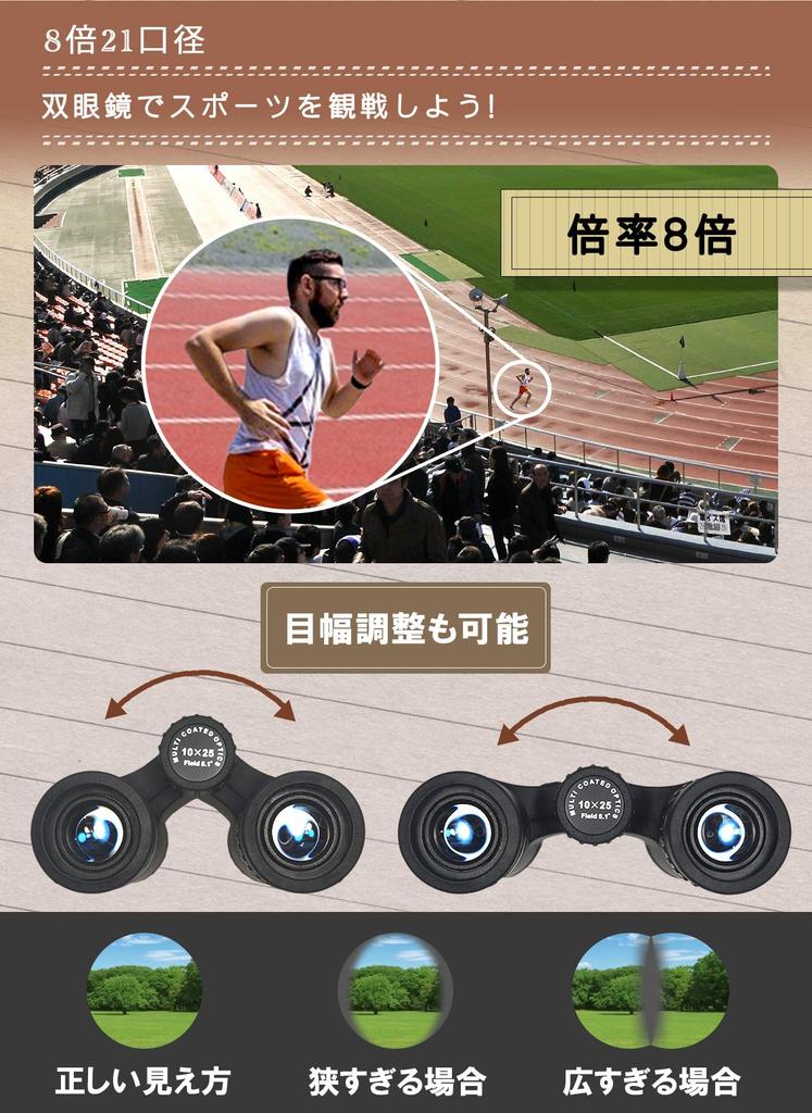 AEEN Concert Compact and High Binoculars, Professional, Magnification, 8x, 21mm, Lightweight, Multi-Coated