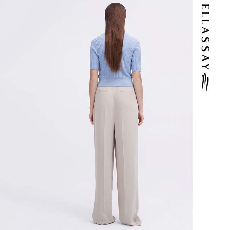 ELLASSAY Women's Short Sleeve V-Neck Silk Knit Top