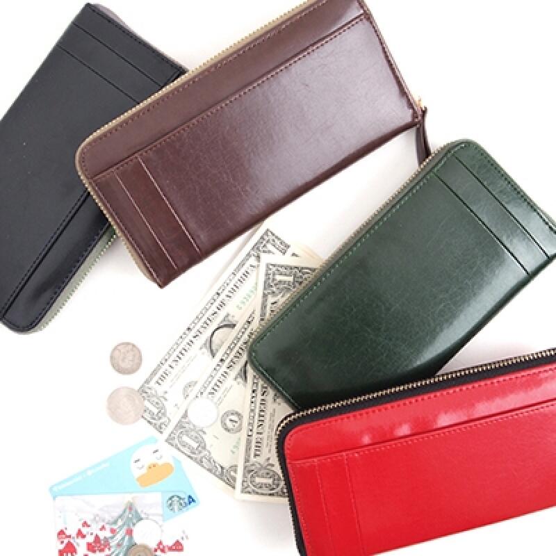 

Classic zipper long wallet dark brown