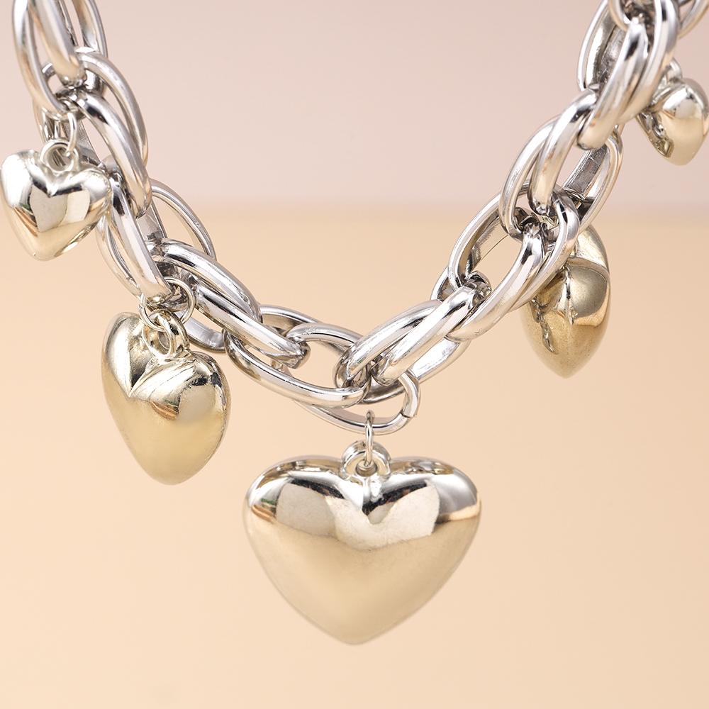 Fashion Metal Love Heart Pendant Necklace for Women Gothic Punk Choker Necklaces Chain Club Party Jewelry Gifts