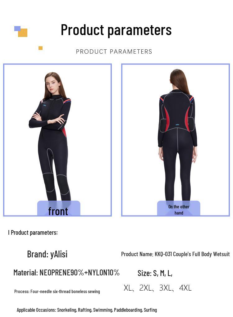 Yalisi 3mm Full Body Wetsuit for Cold Protection In Snorkeling, Surfing, Winter Swimming, Diving, and Freediving