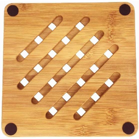Natural Bamboo Trivet Mat Set, Kitchen Wood Hot Pads Trivet, Heat Resistant Pads for Hot Dishes/Pot/Bowl/Teapot/Hot Pot Holders, Anti-Hot Non-Slip