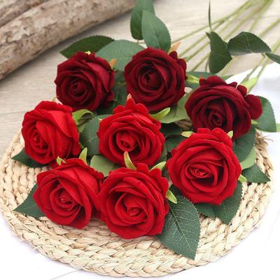 Flores Artificiales de Rosa de Terciopelo para el Día de San Valentín, Accesorios de Fotografía, Muebles de TV, Habitaciones de Invitados, Decoraciones de Boda