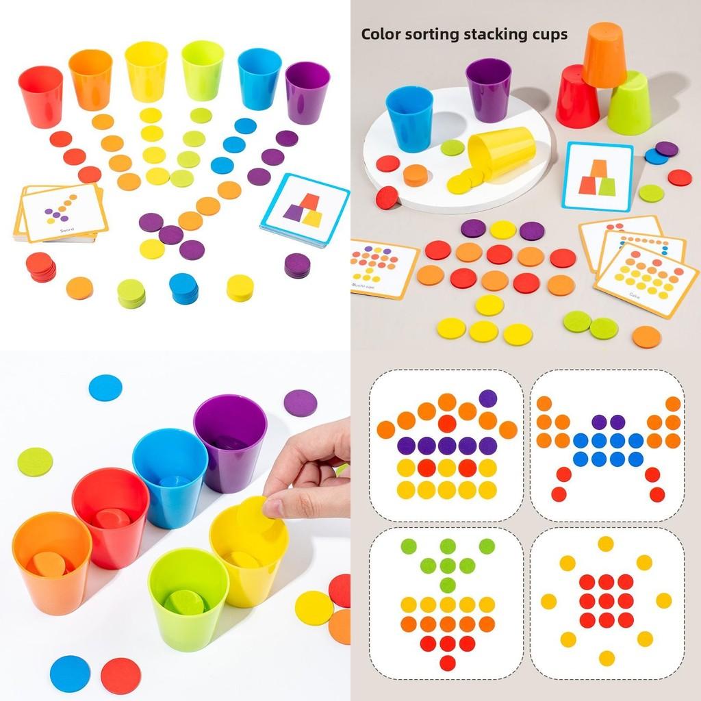 Color Sorting Wooden Stacking Cups Toy For Kids Educational And Cognitive Skills