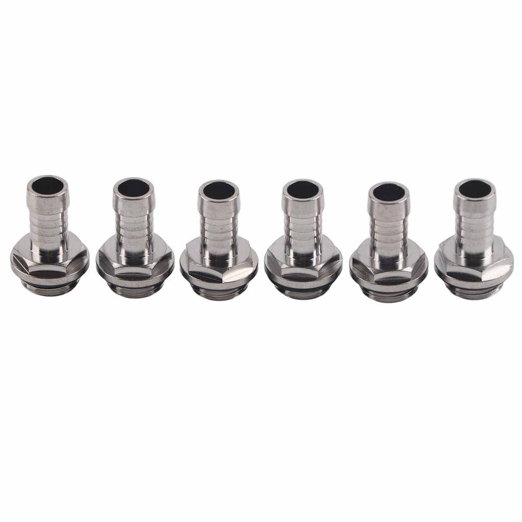 6 PCS PC Wasserkühlung Two-Touch-Fitting G1/4 Gewinde Barb Stecker für Rohr