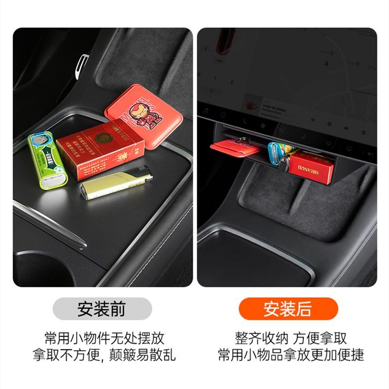 For Tesla Model 3/Y 2025-2025 Center Console Underscreen Storage Box Car Armrest Organize Storage Rack Retrofitting Car Interior