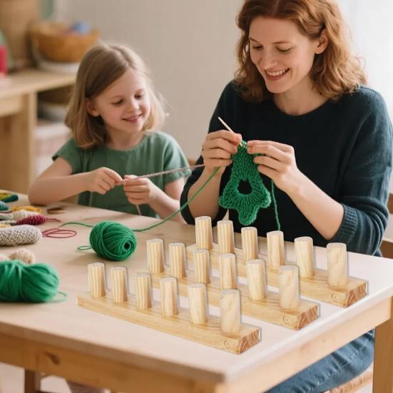 Dickes Garn Strickrahmen Wiederverwendbarer Holzrahmen Verstellbarer Webrahmen Anfänger DIY Strickrahmen für Dickes Garn Decken Basteln