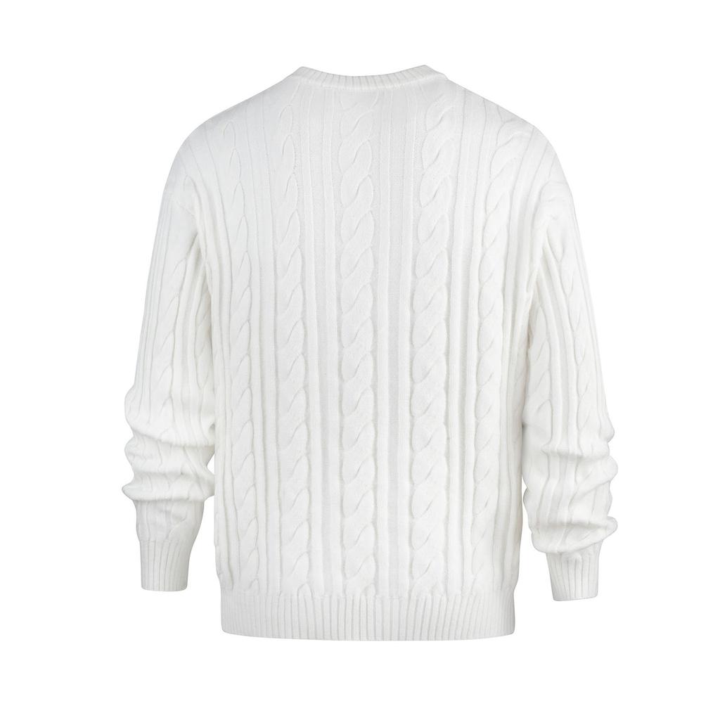 Men's  Solid Color  Knitted Sweater  Twisted Dough  Self-Cultivation  Round Neck  Lazy Style