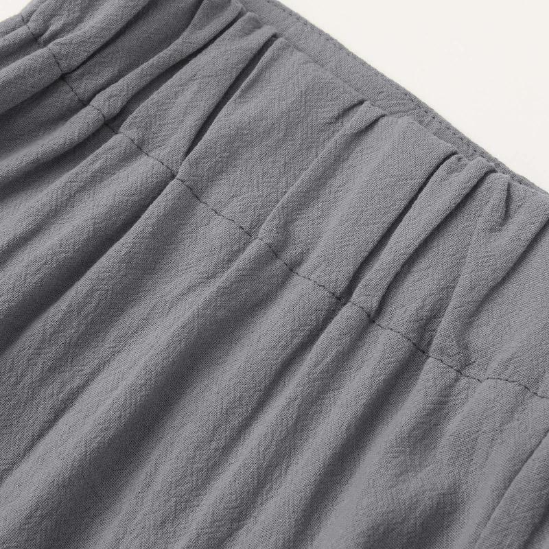Women Solid High Waist Single Button Front Pleated Loose Wide Leg Comfort Casual Long Trousers