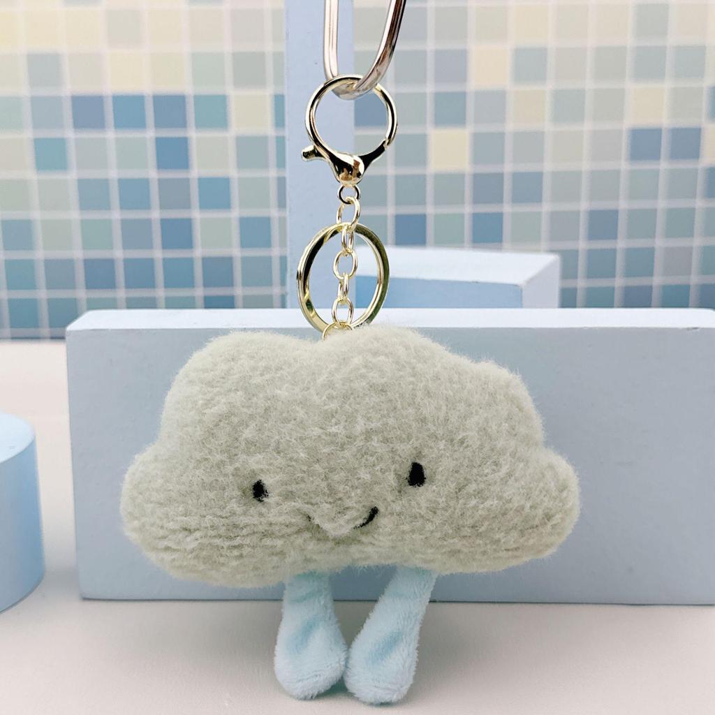 Cloud-Shaped Cartoon Plush Pendant: Cute Backpack Doll Keychain & Schoolbag Decoration.