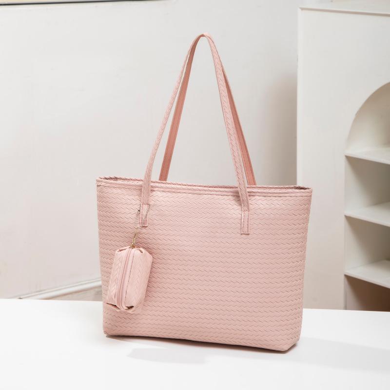 Woven bag women's bag New trendy tote bag Simple large-capacity shoulder portable commuter bag