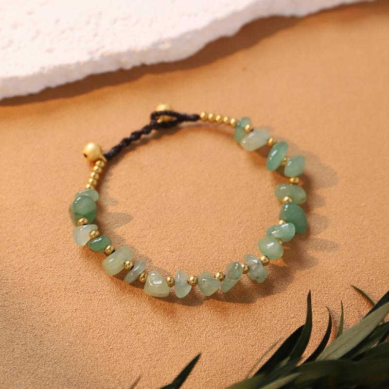 Hand-woven natural crystal bracelet Aquamarine amethyst men's and women's stacked bracelet, poker hand rope