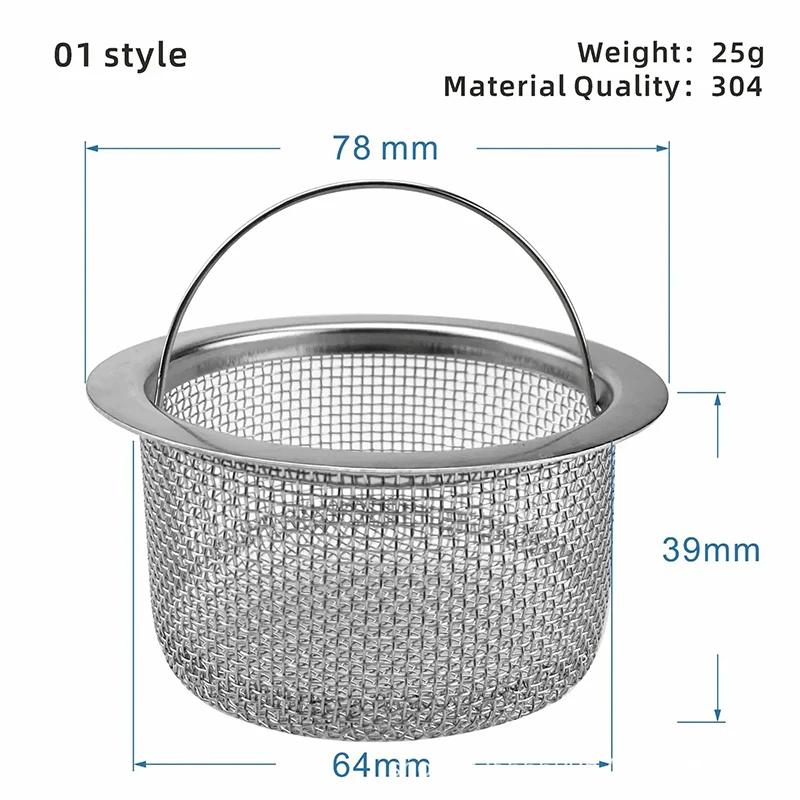 Kitchen Sink Filter Stainless Steel Mesh Sink Strainer Filter Sewer Mesh Strainers Bathroom Sink Strainer Drain Hole Filter Trap