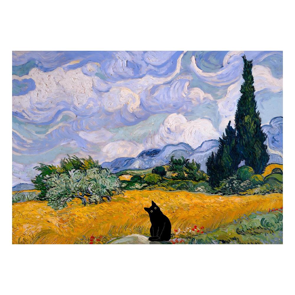 Van Gogh Black Cat Sunflowers Funny Art Matisse Monet Canvas Painting Posters And Prints Wall Pictures For Living Room Decor