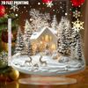 2D Flat, Snow House and Reindeer Scene Acrylic Desktop Decoration, Suitable for Wall Decoration, Porch, Room, Villa, Accents Home, Hallway, or Workpla