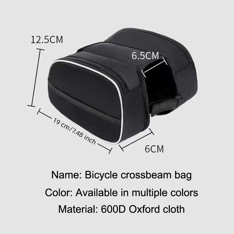 Bicycle Front Beam Bag High Capacity Waterproof With Reflective Strip Bike Frame Bag Road Cycling Upper Pipe Storage Bag