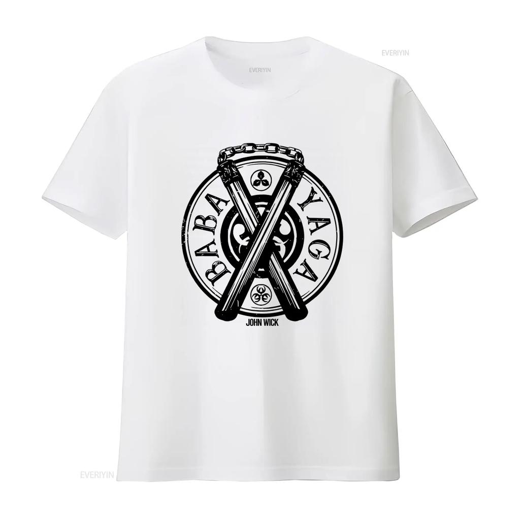 Baba Yaga Badge John Wick Print T Shirt for Men and Women High Quality Comfortable Cotton Fabric Vintage Washed Stretched