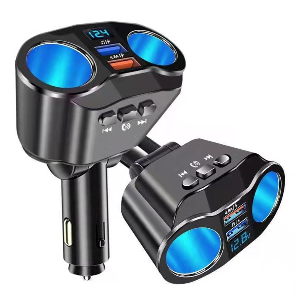 12V/24V Dual USB Quick Charge Car Cigarette Lighter Splitter Charger LED Display Bluetooth Hands-free Call Sockets Car Accessory