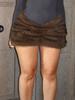 Trendy Low Waist Fur Pleated Mini Skirt for Women