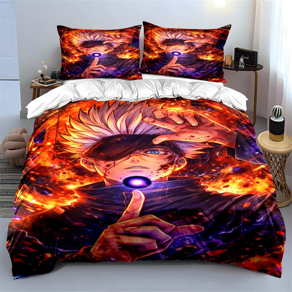 Anime Character Fiery Design Bedding Set Bedding set (1 duvet cover, 2 pillowcases, duvet not included)