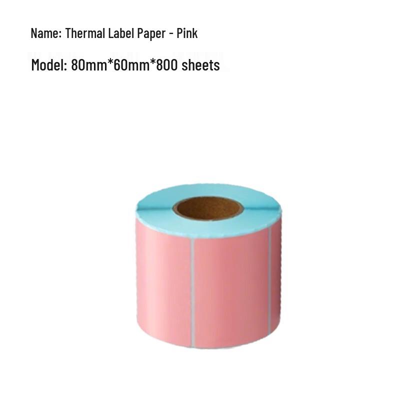 Rolo de Papel Térmico para Etiquetas Rosa