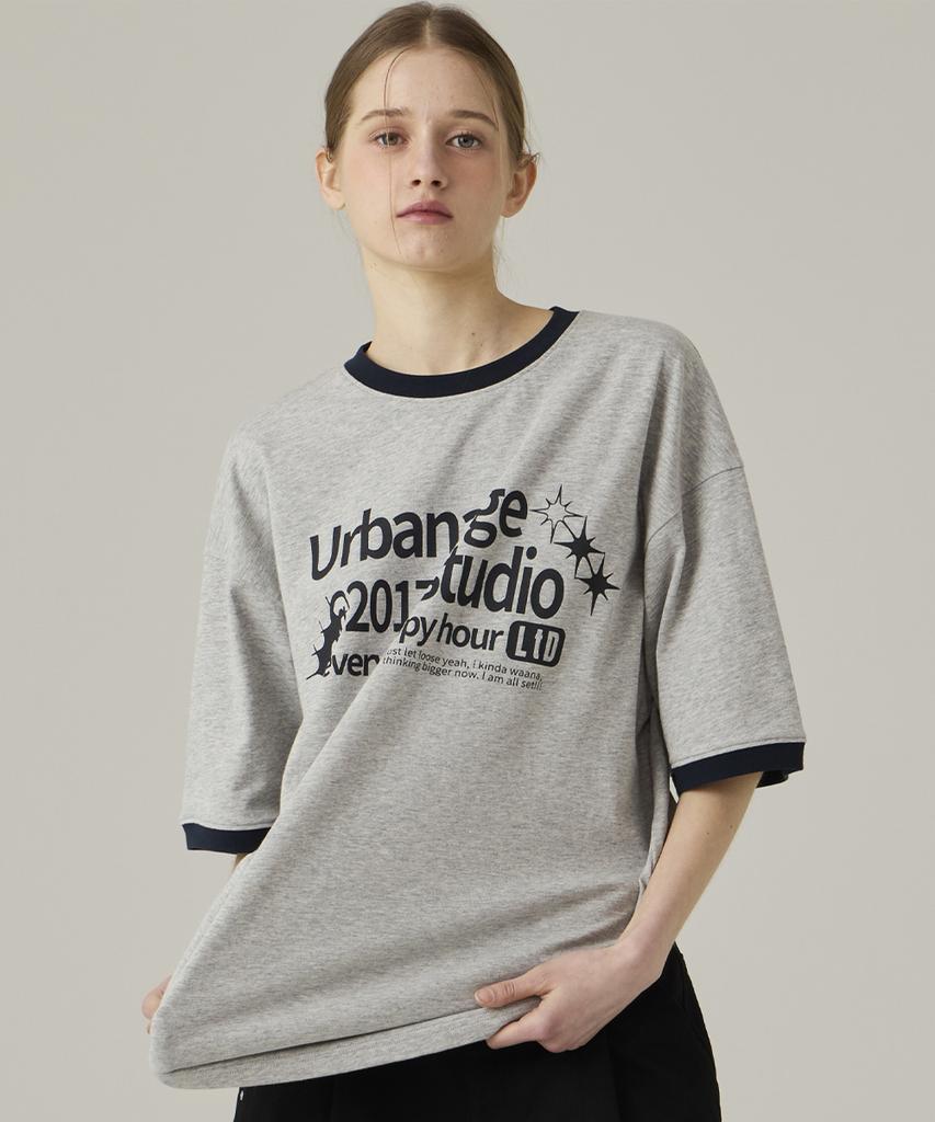 URBANAGE Studio Ringer Oversized Short Sleeve Gray