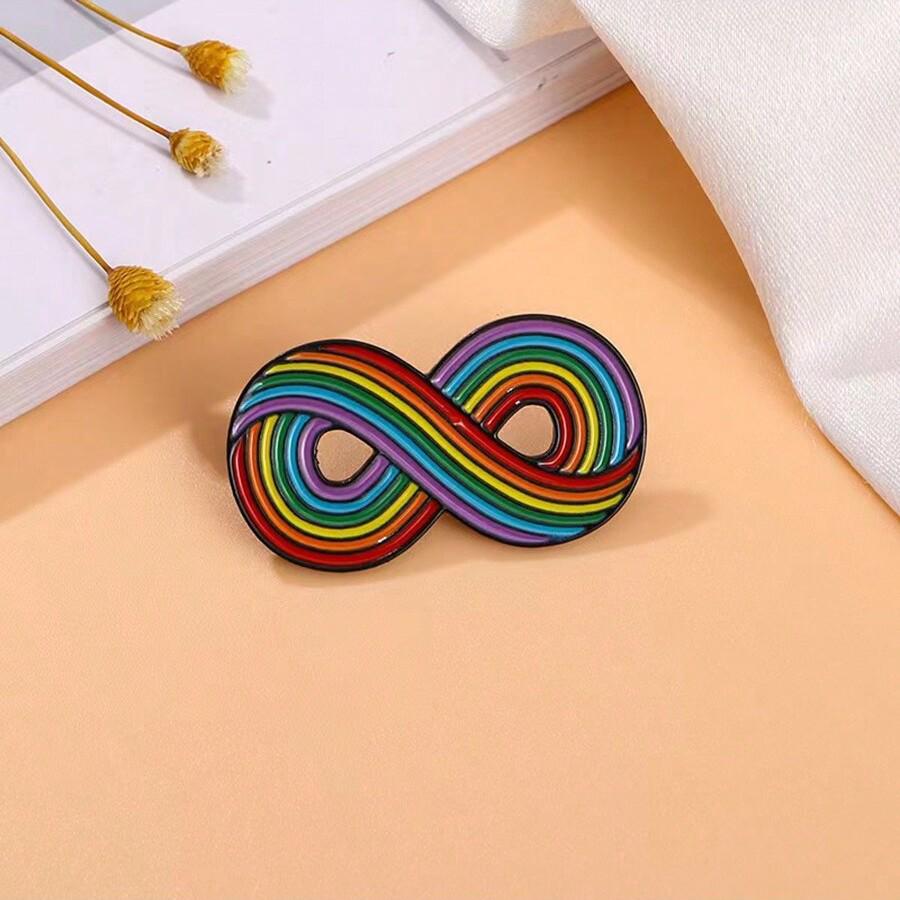 

Creative Unisex Rainbow Heart Figure Eight Brooch - Versatile Cartoon Design