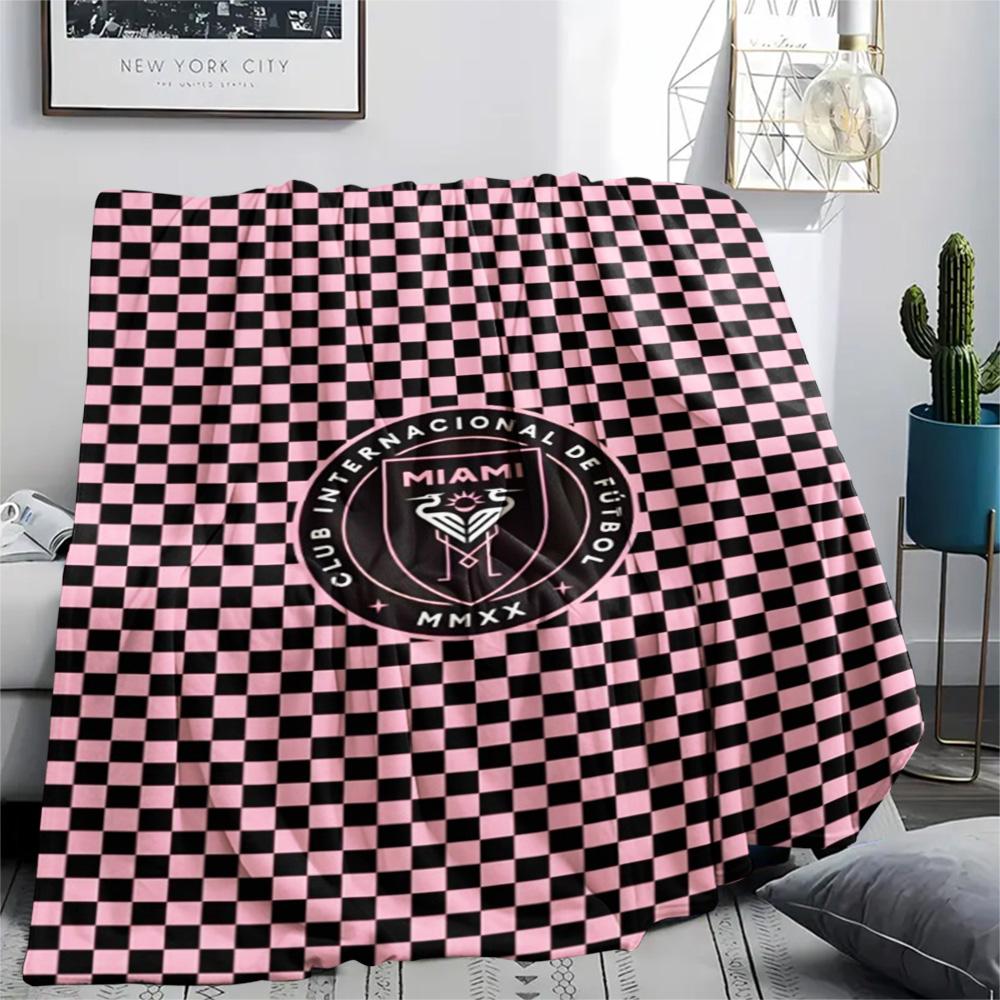 1Pc InterMiami Nacional Print Flannel Blanket High Quality Warm Comfortable Cover for All Seasons Perfect for Gifts Home Decor