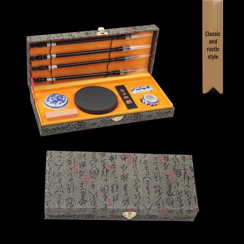 Wei Zhuang Calligraphy Gift Set: Brushes, Ink, Paper, Inkstone & Seal